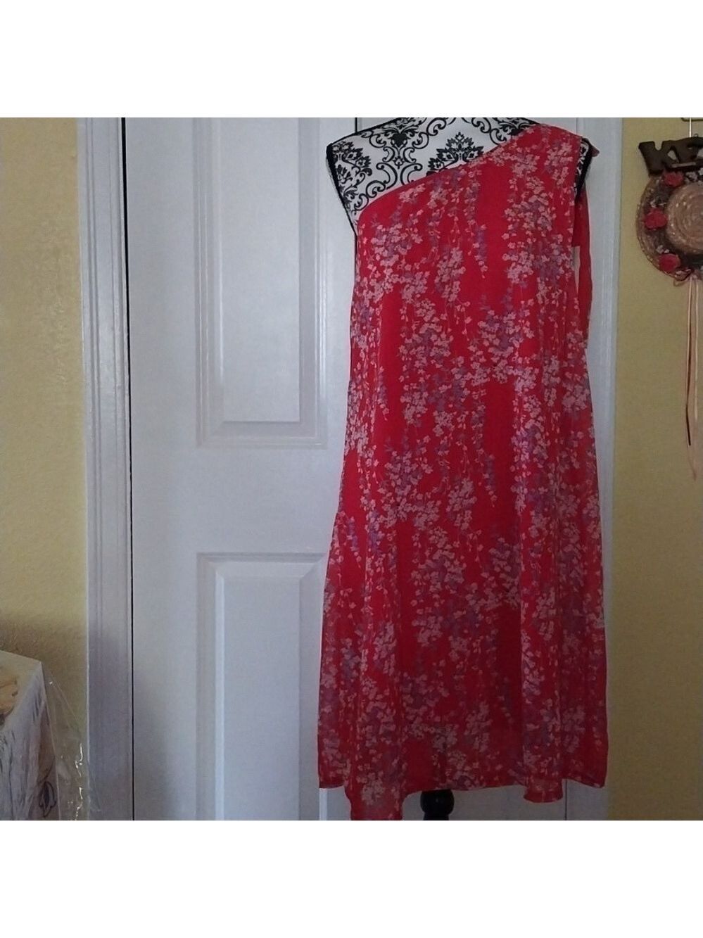 KOJOOIN Women's  Red Summer One Shoulder Babydoll Dress NWT Size S